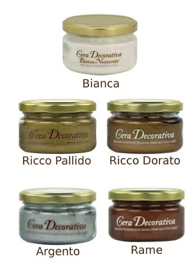 CERA DECORATIVA NOVECENTO-PATINA PER SHABBY-BIANCA, ARGENTO, ORO - ML. 250