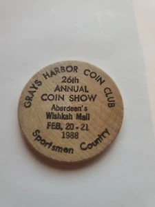 Grays Harbor Coin Club 26 Mostra Annuale 1988 Legno Nichel - 1 - Foto 1 di 2