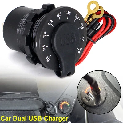 12V-24V Dual USB 2 Port  QC3.0 Car Boat Charger Socket  Voltagle Panel Voltmeter - Image 1 of 4