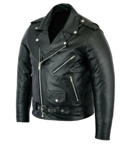 Chaqueta de cuero de motociclista Café Racer negra y marrón suave piel genuina - Imagen 1 de 10