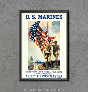 US MARINES Recruiting Poster Enlist Today Postmaster Flag Print Decor Art 4208 - Picture 1 of 2
