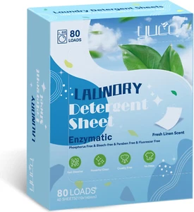 Laundry Detergent Sheets 80 Loads, Eco Friendly Laundry Soap Washer Sheets, Liqu - Picture 1 of 9