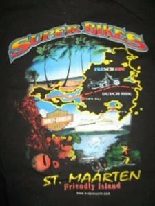 1998 HARLEY DAVIDSON MOTOR CYCLES St. MAARTEN (2XL) T-Shirt FRENCH / DUTCH SIDE - Picture 1 of 4