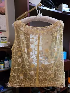 Vintage Perlen gelb Coverup Top - Bild 1 von 6