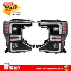 Left&Right Side Black Full LED Headlights For Ford F250 F350 SuperDuty 2020-2022 - Picture 1 of 12