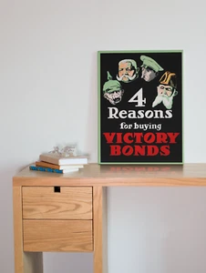 WW1 Canadian Propaganda Poster "4 Reasons for Buying Victory Bonds" - Picture 1 of 20