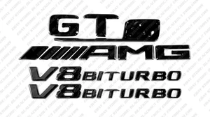 Black Gloss Emblem Badge Logo Letters for Mercedes-Benz GT-S AMG C190 V8 Biturbo - Picture 1 of 14