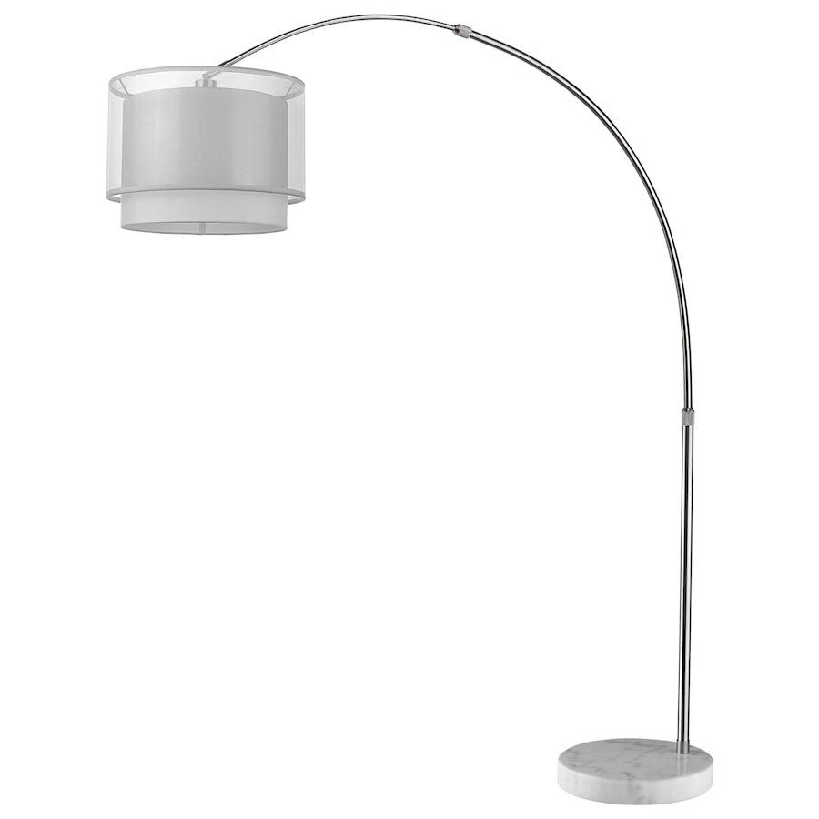 Acclaim Brella Arc Floor Lamp, Nickel/Snow Shantung 2 Tier - BFA8400 - Image 1 of 1