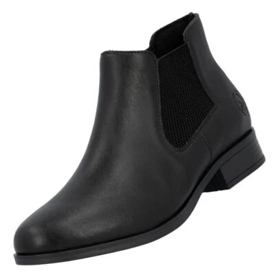 Rieker Damen Chelsea Boot Stiefelette Schwarz 77050-00 Wechselfußbett Fleece