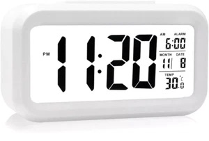 Digital Alarm Clock Battery Operated/Night Light/Indoor Temperature, Small Digit - Picture 1 of 7