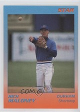 1989 Star Durham Bulls Blue/Orange White Card Stock Orange Ink Back Rich Maloney