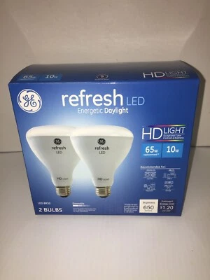NEW 2 Pack GE Refresh HD LED Light Bulbs 10 Watt BR30 Energetic Daylight 5000K  - Image 1 of 4