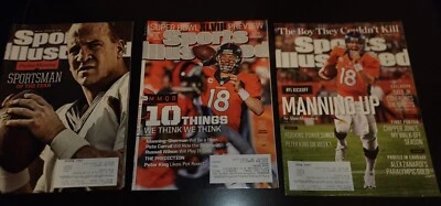 PEYTON MANNING Sports Illustrated Lote DENVER Broncos DEPORTISTA AÑO 3 Revistas Foto 1 de 4