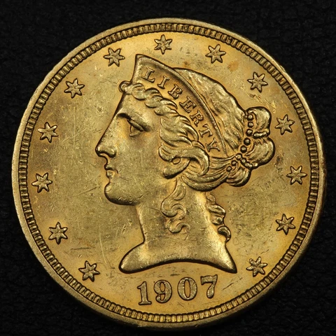 1907 D $5 Five Dollar Liberty Head Gold Half Eagle Cover