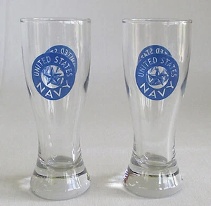 Two US Navy Double Shot Glasses Mini Beer Pilsner by Libbey - Picture 1 of 6