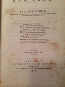 L. Maria Child, LETTERS FROM NEW-YORK hc 1848. Ninth Edition - Picture 1 of 4