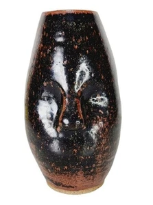 VTG MCM 60s Anthropomorphic Face Vase Clay Stoneware Pottery Studio Art Signed - Picture 1 of 12