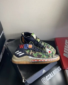 Size 10 - adidas A Bathing Ape x Dame 4 Green Camo - Picture 1 of 6