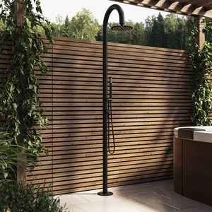 Black Thermostatic Outdoor Shower with Pencil Hand Shower 2 Outlets - Fij FIJIMB - Picture 1 of 9