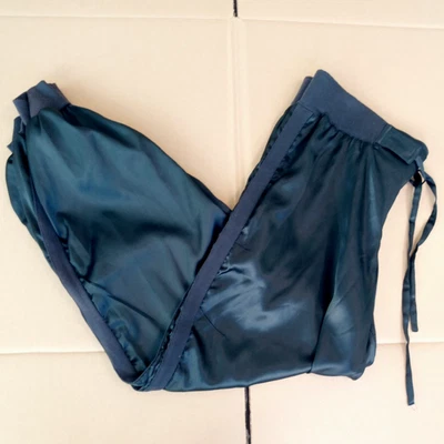Vintage Y2K Victorias Secret Lounge Pants Pull On Black Satin Drawstring Women M - Image 1 of 4