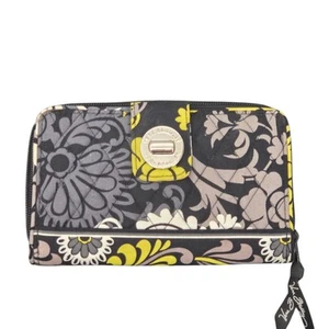 Vera Bradley Baroque Turn Lock Wallet Black Yellow Gray Retired ID NWOT Brocade - Picture 1 of 11