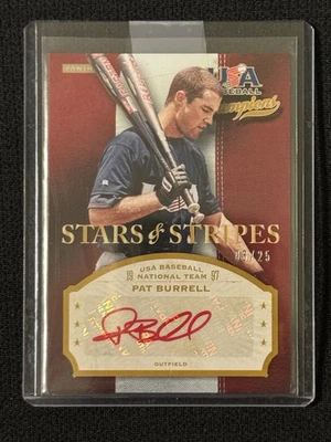 2013 Panini USA Stars and Stripes Pat Burrell Auto Red Ink /25 #PAT - Image 1 of 2