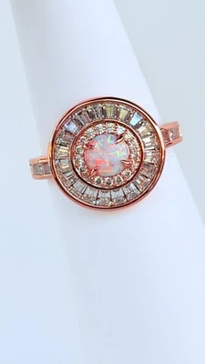 Bomb Party October Ring Sz 9 "Sculpted In Stillness" White Opal on Rose Gold - Image 1 of 4