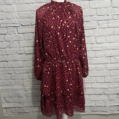 Mini Vestido Scoop Para Mujer Talla 12/14 Cuello Calado En Niveles Multicolor Rosa Lámina Lunares Foto 1 de 4