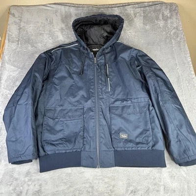 Walls Workwear Jacket Mens 2XL Navy Hooded Quilted Insulated Winter Work Coat - Image 1 of 4