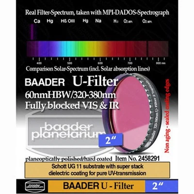 Baader Planetarium 2" U Filter (Venus and Ultraviolet) # FUV-2 2458291 - Image 1 of 4