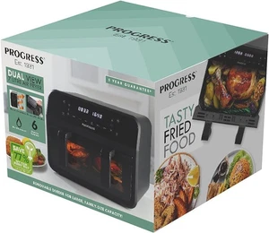 Friggitrice ad Aria Progress Dual View 7L - Formato Famiglia, 6 Funzioni di Cottura,Basso Olio,Divisore - Foto 1 di 8