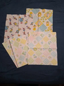 Vintage Lot of 3 Flannel Baby Nursery Designs Blanket Fabric Squares 11"×13" - Picture 1 of 12