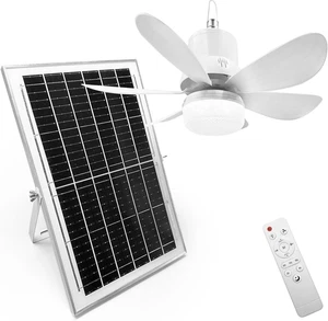 18.1" Solar Ceiling Fan Light with Battery Built-In 10000Mah Powered Hanging Por - Picture 1 of 8