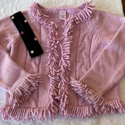 Gymboree 女孩 8 码“甜蜜浪漫”毛衣开衫针织粉色-头带 — 第 1/4 张图片