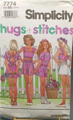 Simplicity 7774 Hugs & Stitches Girls Shorts & Tops Sewing Pattern BB 12-14 Vint - Image 1 of 2