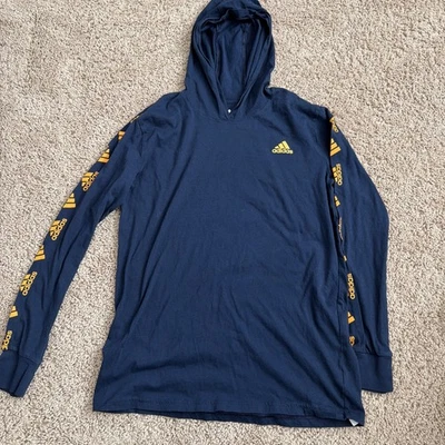 Adidas Navy Blue Long Sleeve Hooded Tee Boys Size L (14/16) - Image 1 of 4