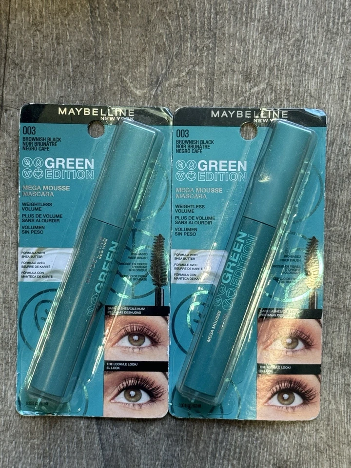 2-Maybelline-Green Edition-Mega Mousse Mascara-003 Brownish Black-NEW/CARDED! - Image 1 of 1