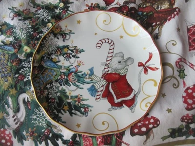 NIB S/4 Williams Sonoma Twas The Night Before Christmas MOUSE CANDY SALAD PLATES - Image 1 of 2