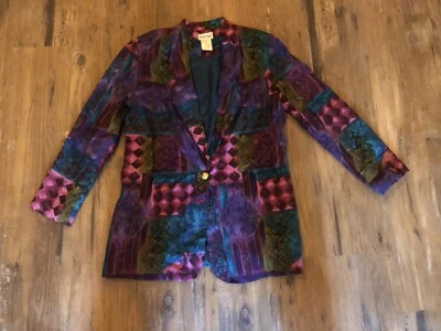 That’s Me 1980’s Vintage Purple Multicolored Front Button Career Suit Jacket - Image 1 of 4