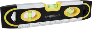 9-Inch Magnetic Torpedo Level and Ruler, 180/90/45 Degree Bubbles, Black - Picture 1 of 12