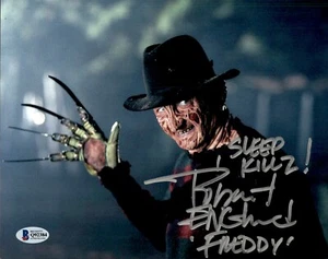 Foto firmada e ilustrada por Robert Englund de Teddy Krueger de 8x10 Beckett certificado de autenticidad - Imagen 1 de 2