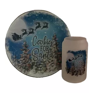 Kekse und Milch für den Weihnachtsmann"" Schneidebrett Platte & Frostglas ~ Weihnachten ~ Hirsche - Bild 1 von 1