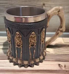 Skelett Becher Krug Halloween 12 oz Harz & Edelstahl Mittelalter Gothic - Bild 1 von 7
