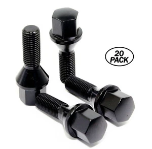 20 14x1.5 28mm Conical Cone Seat Black Lug Bolts Wheel Locks Combo for Mercedes - Picture 1 of 8