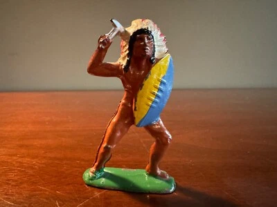De colección Barclay B97 754 Native American Chief, Tomahawk Shield Diecast Plomo ¡En muy buena condición! Foto 1 de 4