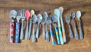 Baby Toddler Forks & Spoons Feeding Utensils Lot Stainless, Gerber, Avon, Disney - Picture 1 of 7