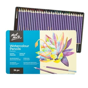 Aquarell-Buntstifte Set, 36-tlg. mit Pinsel, brillante Farben in Metall-Etui - Bild 1 von 11
