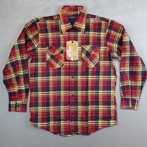 VTG Oakbrook Flannel Shirt Sanforized Plaid Long Tail M Button Up Dead Stock - Picture 1 of 9