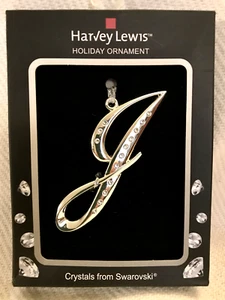 Harvey Lewis "J" Christmas Holiday Monogram Letter Ornament Swarovski Crystals - Picture 1 of 4