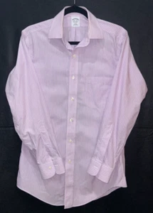 Brooks Brothers 14.5 32 Men's Slim Fit Non-Iron Button Down Dress Shirt Purple - Picture 1 of 3